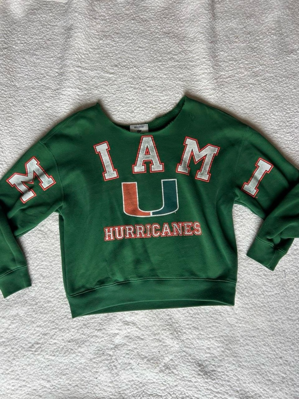 Hollister Green Miami Hurricanes Crewneck Sweatshirt